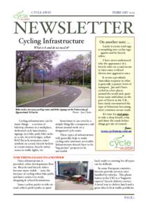 CYCLE AWAY!  FEBRUARY 2013 NEWSLETTER Cycling Infrastructure