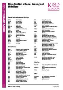 Classification scheme: Nursing and Midwifery General Topics in Nursing and Midwifery HQ792.2 KD2968