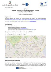 VersionESPON Seminar “Territories Acting for Economic Growth” Rome, December 4-5th, 2014