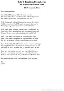 Folk & Traditional Song Lyrics - Black Mountain Blues