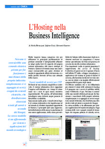 notizie dal CINECA  L’Hosting nella Business Intelligence di Nicola Bertazzoni, Stefano Corsi, Giovanni Guarino