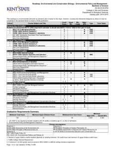 Roadmap: Environmental and Conservation Biology - Environmental Policy and Management Bachelor of Science AS-BS-ECB-EPM College of Arts and Sciences Department of Biological Sciences Catalog year: [removed]This roadmap 