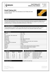 Small Flaking Grit Gisborne, New Zealand Spec Sheet PS-10 July 2013