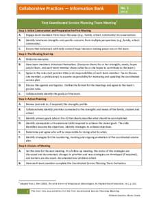 Collaborative Practices — Information Bank  No[removed]First Coordinated Service Planning Team Meeting1