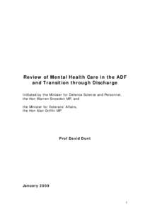 Review of Mental Health Care in the ADF