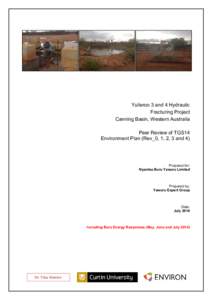 Yulleroo 3 and 4 Hydraulic Fracturing Project Canning Basin, Western Australia Peer Review of TGS14 Environment Plan (Rev_0, 1, 2, 3 and 4)