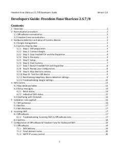 Freedom Fone Sharicus 2.S.7/8 Developers Guide  Version 1.8 Developers Guide: Freedom Fone Sharicus 2.S.7/8 Contents