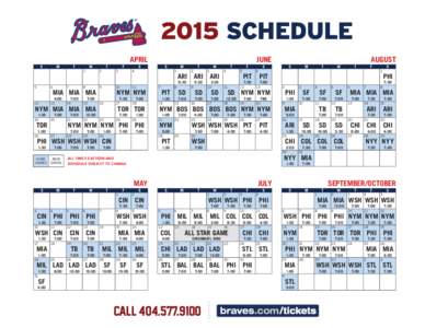 2015 SCHEDULE JUNE APRIL S