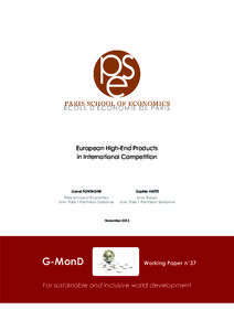 European High-End Products in International Competition Lionel FONTAGNE  Sophie HATTE