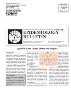 Published monthly by the VIRGINIA DEPARTMENT OF HEALTH Office of Epidemiology P.O. Box 2448 Richmond, Virginia[removed]http://www.vdh.virginia.gov
