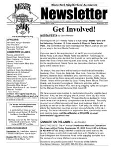 Mesta Park Neighborhood Association  Newsletter News and information for ALL residents of the Mesta Park Historic Preservation District September 2011