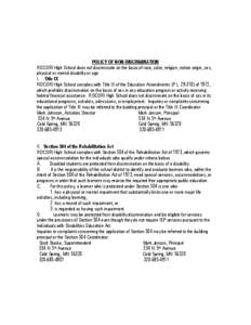 Law / Rocori High School / Cold Spring /  Minnesota / Section 504 of the Rehabilitation Act / Title IX / Disability / Rehabilitation Act / Free Appropriate Public Education / Discrimination / Special education in the United States / Education in the United States / United States