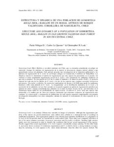 ISSN[removed]Gayana Bot. 60(2): [removed], 2003 ESTRUCTURA Y DINAMICA DE UNA POBLACION DE GOMORTEGA KEULE (MOL.) BAILLON EN UN RODAL ANTIGUO DE BOSQUE