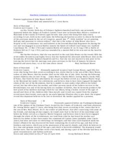 Southern Campaign American Revolution Pension Statements Pension Application of John Moore W4037 Transcribed and annotated by C. Leon Harris State of Maryland } Fredrick [sic] County } Ss