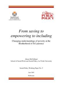 From saving to empowering to including: changing understandings of poverty at the Brotherhood of St Laurence