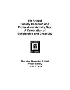 5th Annual Faculty Research and Professional Activity Day: A Celebration of Scholarship and Creativity