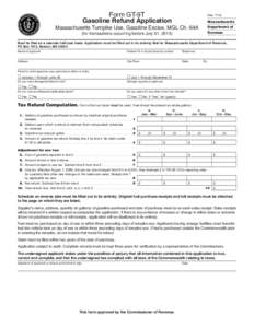 Form GT-9T Gasoline Refund Application Rev[removed]Massachusetts