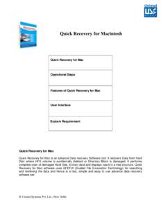 Quick Recovery for Macintosh  Quick Recovery for Mac Operational Steps
