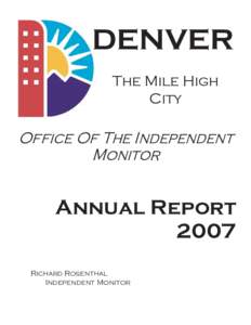 DENVER The Mile High City Office Of The Independent Monitor