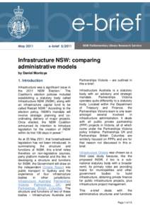 May[removed]e-brief[removed]Infrastructure NSW: comparing administrative models