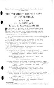 [Extract from Commonwealth of Australia Gazette, No. 76, dated 9th August, [removed]THE TERRITORY FOR THE SEAT OF GOVERNMENT. No. 17 of 1929.