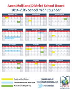 Avon Maitland District School Board[removed]School Year Calendar September 2014 Sun  Mon
