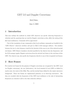 GBT LO and Doppler Corrections Rick Fisher June 3, 2000 1