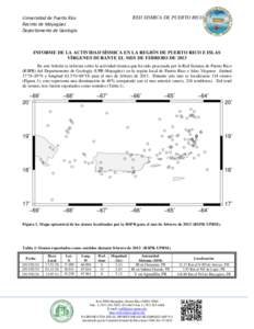 RED SISMICA DE PUERTO RICO  Universidad de Puerto Rico Recinto de Mayagüez Departamento de Geología