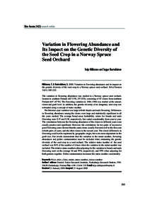 Nikkanen and Ruotsalainen Silva Fennica[removed]research articles  Variation in Flowering Abundance and Its Impact on the Genetic Diversity of the Seed Crop ...