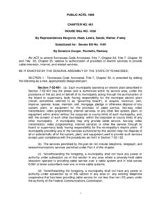 PUBLIC ACTS, 1999 Chapter No. 481 CHAPTER NO. 481 HOUSE BILL NO[removed]By Representatives Hargrove, Head, Lewis, Sands, Walker, Fraley Substituted for: Senate Bill No. 1109