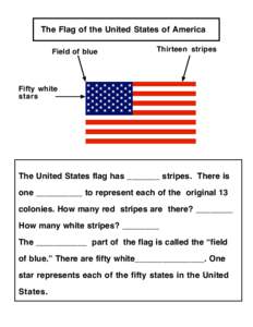 The Flag of the United States of America Field of blue Thirteen stripes  Fifty white