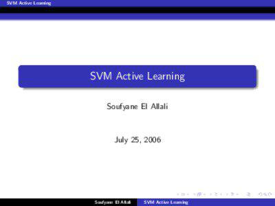 SVM Active Learning  SVM Active Learning