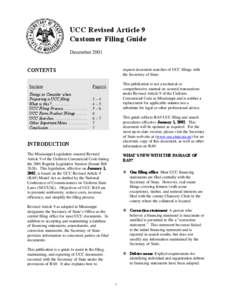 UCC Revised Article 9 Customer Filing Guide December 2001 CONTENTS  request document searches of UCC filings with
