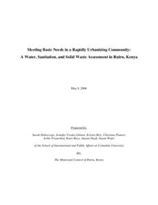 Geography of Africa / Geography of Kenya / Ruiru / Thika / Water supply / Sanitation / Central Province / Thika District / Millennium Development Goals / Subdivisions of Kenya