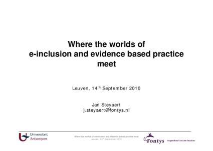 Leuven / Evidence-based practice / Inclusion / Evidence-based medicine / Steyaert / Evidence / Education / Health / Flemish Brabant