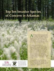 Top Ten Invasive Species of Concern in Arkansas A  rkansas is no less prone to invasions