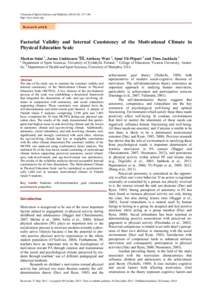 ©Journal of Sports Science and Medicine, http://www.jssm.org Research article  Factorial Validity and Internal Consistency of the Motivational Climate in