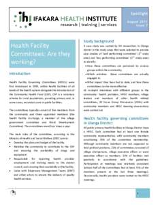 Spotlight August 2011 Issue 7 Health Facility Committees: Are they