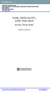 Cambridge University Press[removed]8 - God, Sexuality, and the Self: An Essay ‘On the Trinity’ Sarah Coakley Copyright Information More information