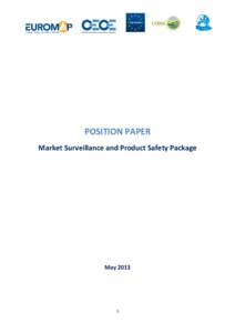 POSITION PAPER Market Surveillance and Product Safety Package May[removed]