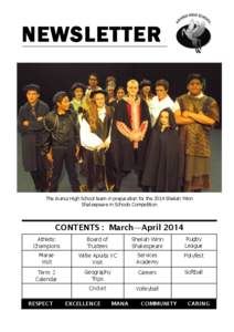 NEWSLETTER  The Aranui High School team in preparation for the 2014 Sheilah Winn