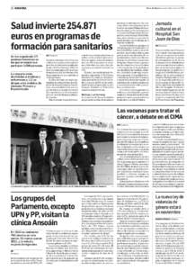26 NAVARRA  Diario de Navarra Jueves, 6 de marzo de 2014 Salud invierte[removed]euros en programas de