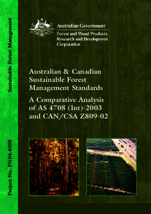 Sustainable Forest Management  Australian & Canadian Sustainable Forest Management Standards