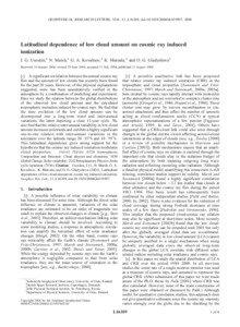 GEOPHYSICAL RESEARCH LETTERS, VOL. 31, L16109, doi:[removed]2004GL019507, 2004  Latitudinal dependence of low cloud amount on cosmic ray induced