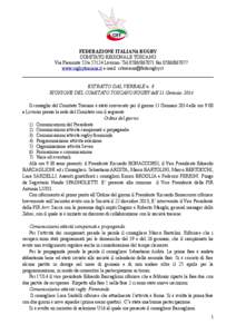 FEDERAZIONE ITALIANA RUGBY COMITATO REGIONALE TOSCANO Via Piemonte 52/a[removed]Livorno- Tel[removed]fax[removed]www.rugbytoscana.it e-mail: [removed]  ESTRATTO DAL VERBALE n. 8