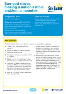 Sun-god slaves making a nation’s mole problem a mountain Suggested level  Class resources