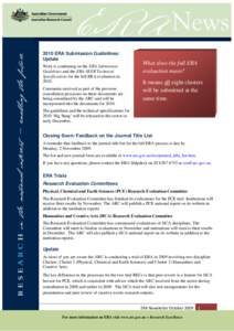 2010 ERA Submission Guidelines: Update Work is continuing on the ERA Submission Guidelines and the ERA-SEER Technical Specifications for the full ERA evaluation in 2010.