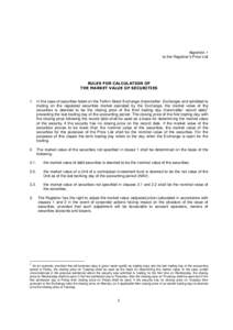 Appendix 1 to the Registrar’s Price List RULES FOR CALCULATION OF THE MARKET VALUE OF SECURITIES