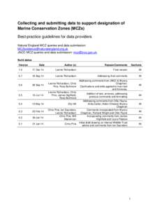 Collecting and submitting data to support designation of Marine Conservation Zones (MCZs) Best-practice guidelines for data providers Natural England MCZ queries and data submission: [removed] JNC