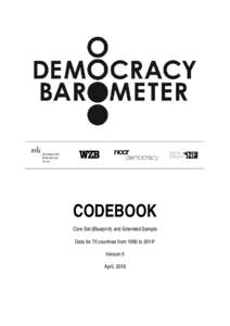 CODEBOOK Core Set (Blueprint) and Extended Sample Data for 70 countries from 1990 toVersion 5 April, 2016